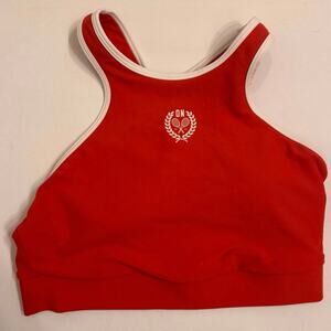 Old Navy PowerSoft Racerback Sports Bra Medium Support Sz M Red/White Tennis